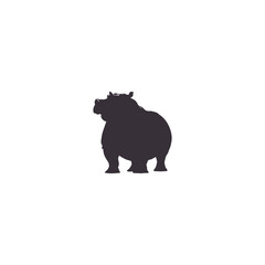 hippopotamus silhouette set collection isolated black on white background vector illustration