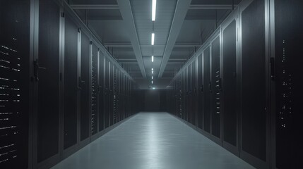 Fototapeta premium Modern Data Center Server Room Corridor