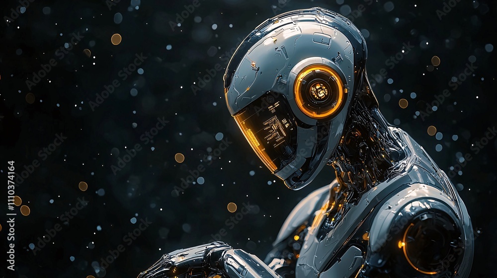 Aufkleber A robotic system designed for crypto trading optimization with high-speed data processing Stock Photo with side copy space