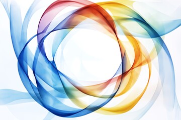 Fototapeta premium A circular gradient blending soft blues and yellows in the center of a white canvas.