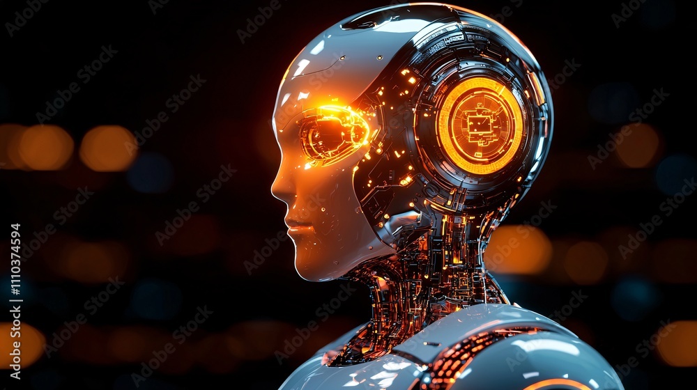 Poster An AI trading bot analyzing complex financial data sets with precision and speed Stock Photo with side copy space