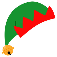 Green and red Elf Hat with Bell illustration