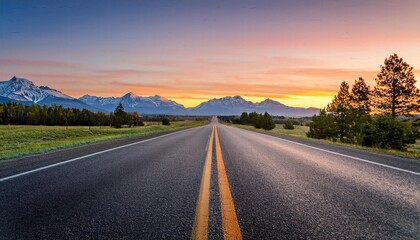 Fototapeta premium Sunset on the highway, Highway road images, Highway landscape background, highway road copy space,