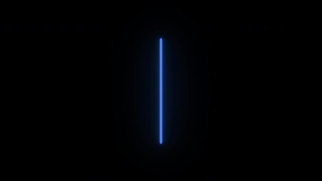 Neon discount tag animation, uniform vertical rotation. Glowing neon 3D sale tag with percentage, looped icon spin. Discount price label, sale offer, discount coupon. Blue, azure, violet colors