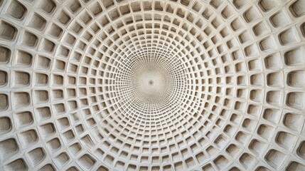 A series of concentric circular patterns on a modern architectural building, creating a geometric design