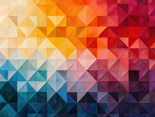 Obraz premium Vibrant abstract geometry artwork displayed in modern gallery urban environment colorful composition