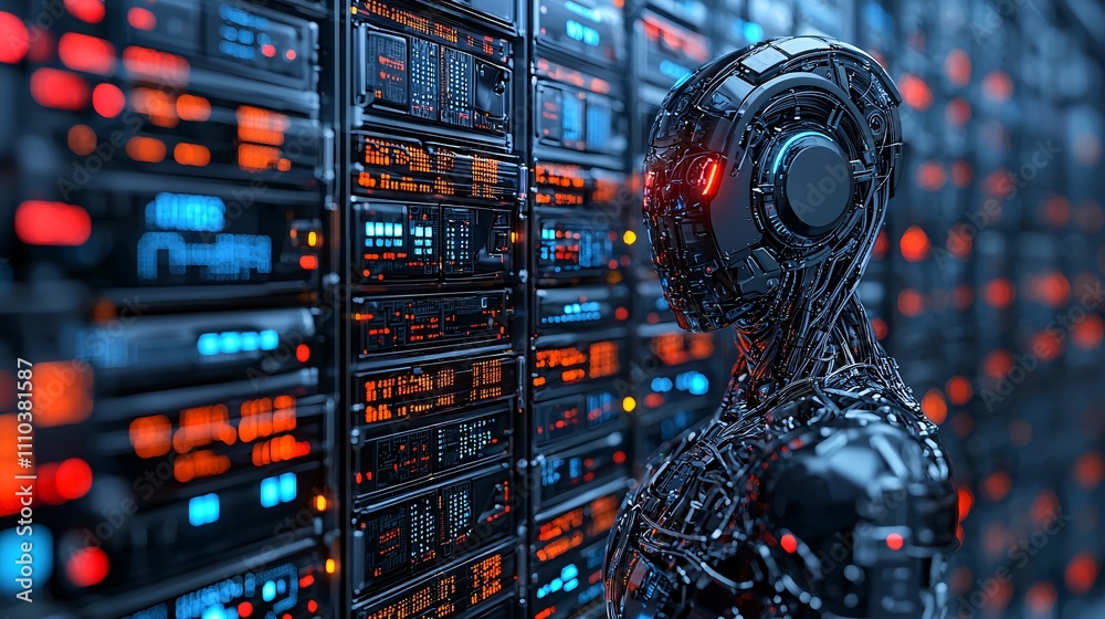 Poster An automated trading bot using real-time data streams for accurate financial predictions Stock Photo with side copy space