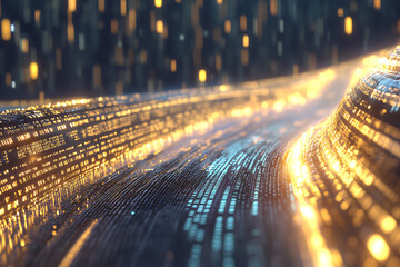 Representation of data flow resembling a worm on a digital colorful background