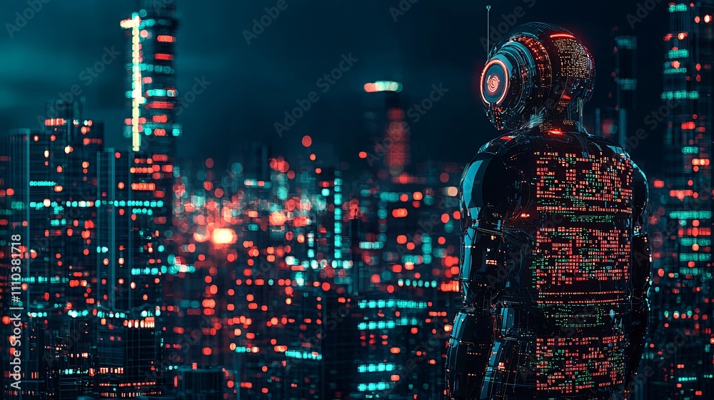 Poster An automated trading bot using real-time data streams for accurate financial predictions Stock Photo with side copy space