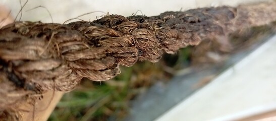 ropes made from natural materials get wet from rain