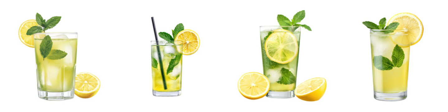 Refreshing and thirst quenching iced lemonade with fresh mint leaves garnish served in a transparent glass  Ideal for summer parties picnics or as a cool refreshment