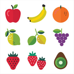 Colorful Cartoon Fruit Collection – Vector Illustration for Food Designs