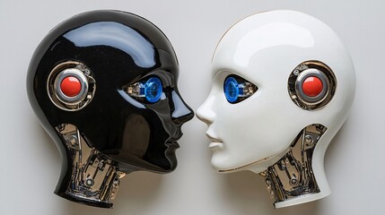 A robotic system using AI to balance risk and reward in dynamic portfolio management Stock Photo with side copy space