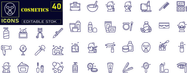 Cosmetics icon vector set. makeup illustration sign collection. 