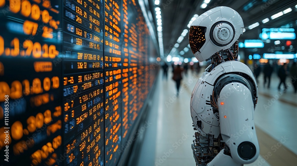 Aufkleber an ai-driven trading robot integrating real-time updates for informed financial decisions stock phot
