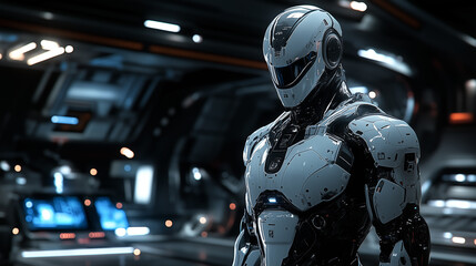Futuristic Robot in Sci-Fi Environment