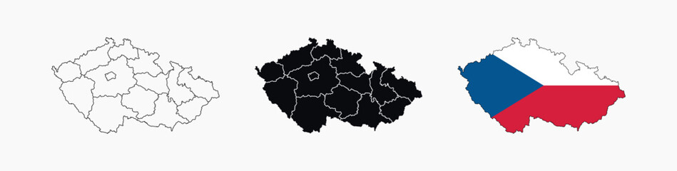 
Czech Republic Map vector icon. Map of Czech Republic various styles.
