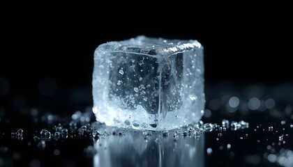ice cubes on black background