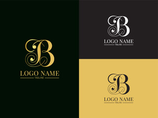 Icon of the Golden Letter B Logo. Vector Luxury Gold Initial Letter B Design.Print the initials of a monogram on a stamp sign.