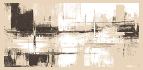 Paint on canvas beige and sepia texture background, modern abstract backdrop vector artwork