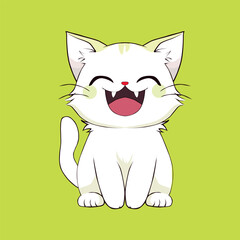 Cute Happy Cat In Clip Art Style, Tshirt