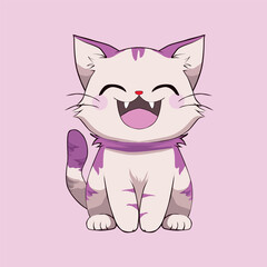 anime cartoon characters cute cats in spring pictures, happy cute, art, animals, kittens, pets, graphics, cats