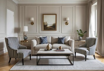 Luxury living room interior 3d rendering.