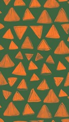Obraz premium Orange Triangle pattern hand drawn design on Gold background illustration