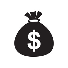 Money bag icon. Black Money bag icon on white background. Vector illustration