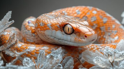 Obraz premium Minimalist snake on frosted glass for New Year theme. Generative AI