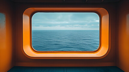 Ocean View from Ship Porthole:  An Illustration