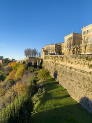 Bergamo, Italy. The Old city. One of the beautiful city in Italy. The old and historical buildings at the upper town and the Venetian walls