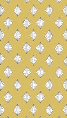 White Diamond pattern hand drawn design on Yellow background illustration