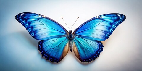 Obraz premium Stunning Blue Butterfly on a Pure White Background Capturing Nature's Beauty and Elegance in a Serene Composition for Art and Design Projects
