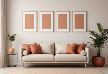 Frame & poster mockup in Boho style interior. 3d rendering,