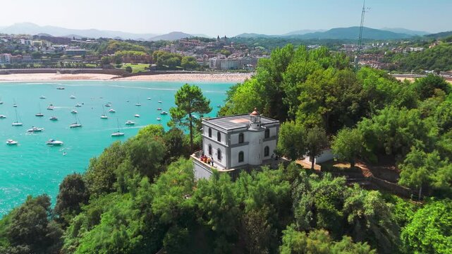 Aerial view of San Sebastian bay, Donostia, Basque country, Spain
