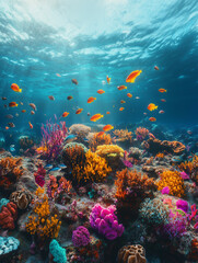 Naklejka premium coral reef and fish