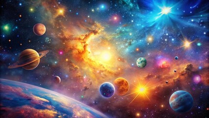 Stunning Macro Photography of Beautiful Space Background with Ethereal Nebulae and Dazzling Stars, Capturing the Mystique of the Universe in Vivid Detail