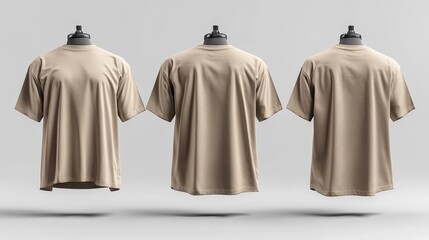 3D Render Mockup of Sand Color Tunic Tee T-shirt on Mannequin. Generative AI