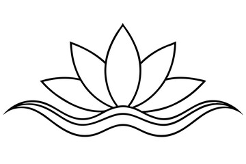 A simple Lotus Wave line art vector white background