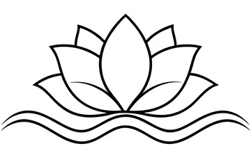 A simple Lotus Wave line art vector white background
