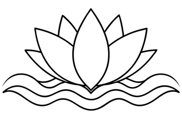 A simple Lotus Wave line art vector white background