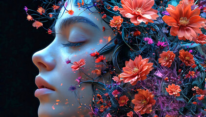 Psychedelische Abstraktion Das Gleichgewicht des Blütengleichgewichts 16х9. Hintergrund für das Design 5.