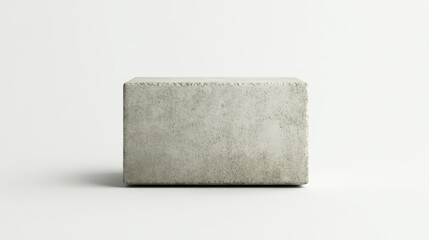 A lone cement block displayed with clarity, isolated on a plain white background for a modern look