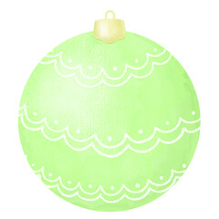 Green christmas ball.  Green Christmas ornamet. Bauble.