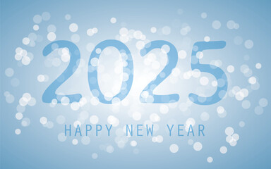 Best Wishes - Blue and White Abstract Modern Style Happy New Year Greeting Card, Cover or Background, Creative Design Template - 2025