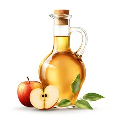 Homemade Apple Vinegar Isolated on Transparent Background, Highlighting the Rich Color and Pure Ingredients, Perfect for Culinary, Health, and Natural Remedies Use