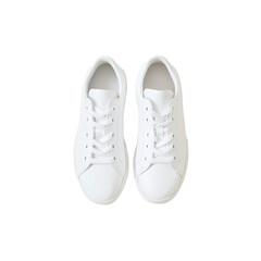 Fototapeta premium White sneakers with classic design and lace up closure, perfect for casual wear and versatile styling. isolated on transparent background