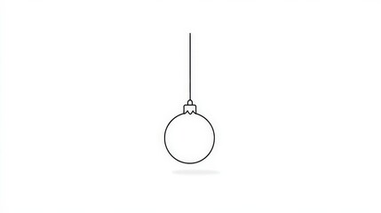 Simple Outline of a Hanging Christmas Ornament on White Background