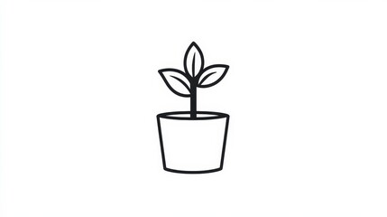 Simple Minimalist Illustration of a Young Plant in a Pot